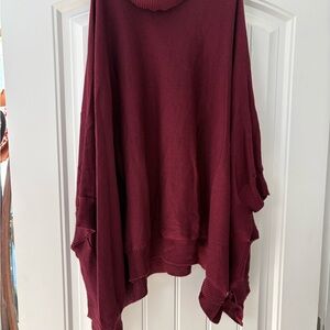 Savvi Burgundy Knit Poncho